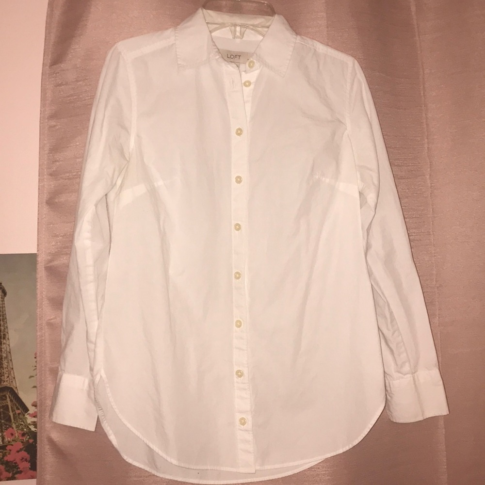 LOFT White Button Down Shirt